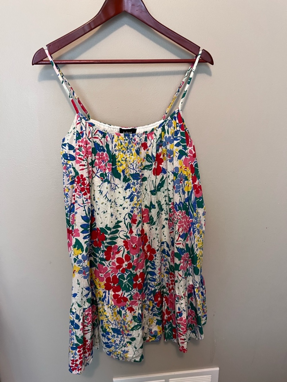Aakaa White floral print summer flowy Sundress loose tiered easy style size M - Picture 3 of 6